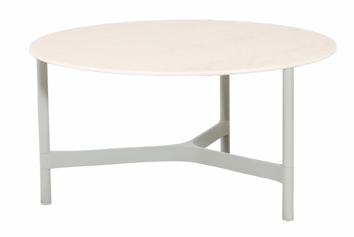 Twist Round Coffee Table - Cane Line - Tables + Desks - Large - White - Travertine Look Ceramic - HORNE