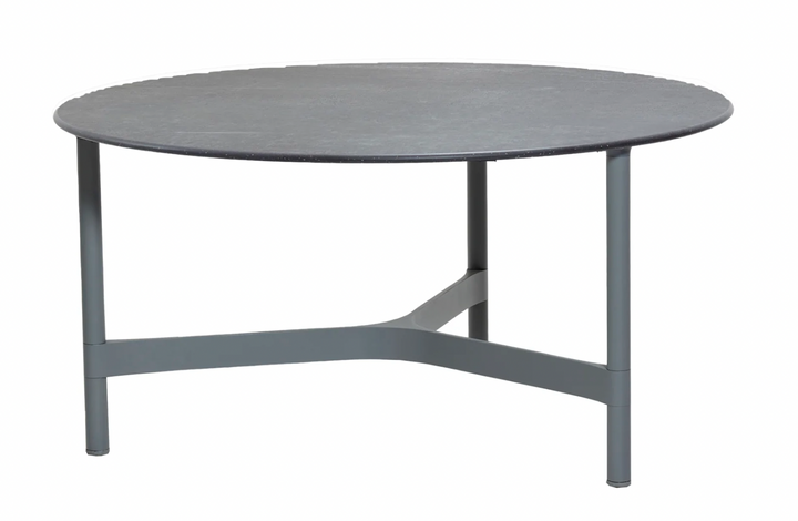 Twist Round Coffee Table - Cane Line - Tables + Desks - Large - Light Grey - Fossil Black Ceramic - HORNE