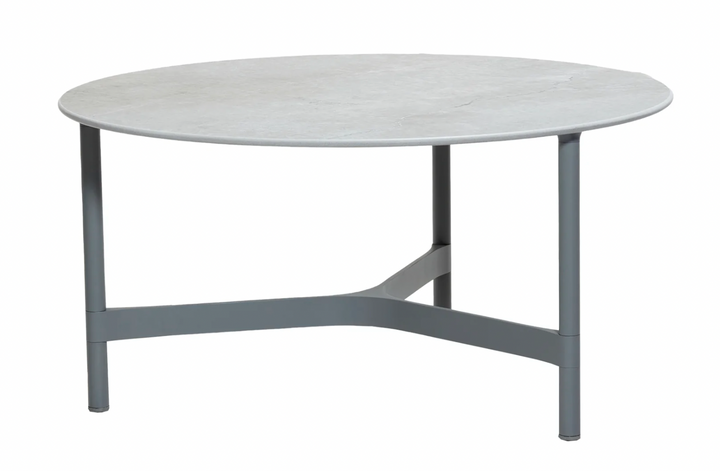 Twist Round Coffee Table - Cane Line - Tables + Desks - Large - Light Grey - Fossil Grey Ceramic - HORNE