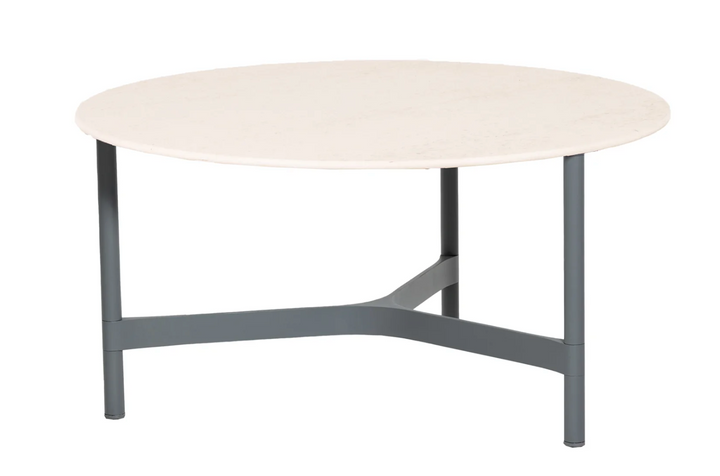 Twist Round Coffee Table - Cane Line - Tables + Desks - Large - Light Grey - Travertine Look Ceramic - HORNE