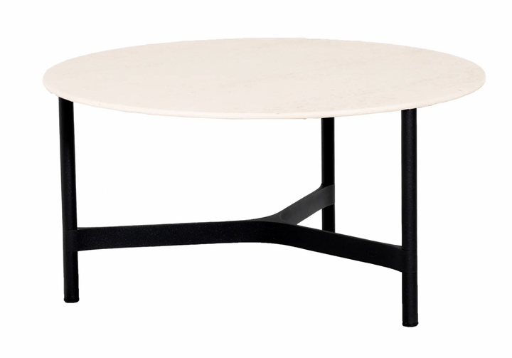 Twist Round Coffee Table - Cane Line - Tables + Desks - Large - Lava Grey - Travertine Look Ceramic - HORNE