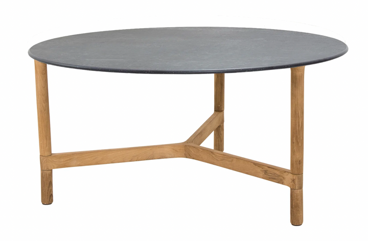 Twist Round Coffee Table - Cane Line - Tables + Desks - Large - Teak - Fossil Black Ceramic - HORNE