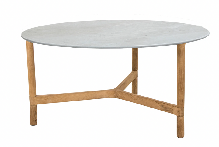 Twist Round Coffee Table - Cane Line - Tables + Desks - Large - Teak - Fossil Grey Ceramic - HORNE