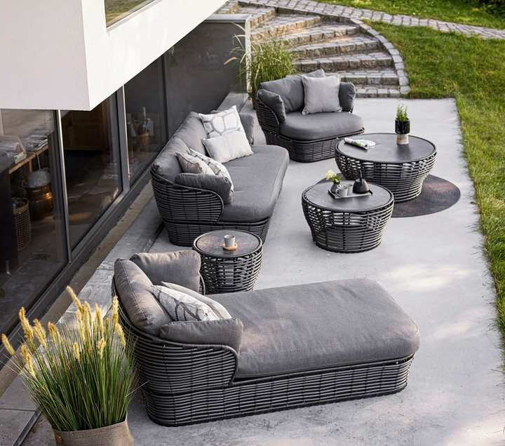 Basket Lounge Chair - Cane Line - Outdoor Furniture - Graphite Frame w/ Grey Cushion - HORNE