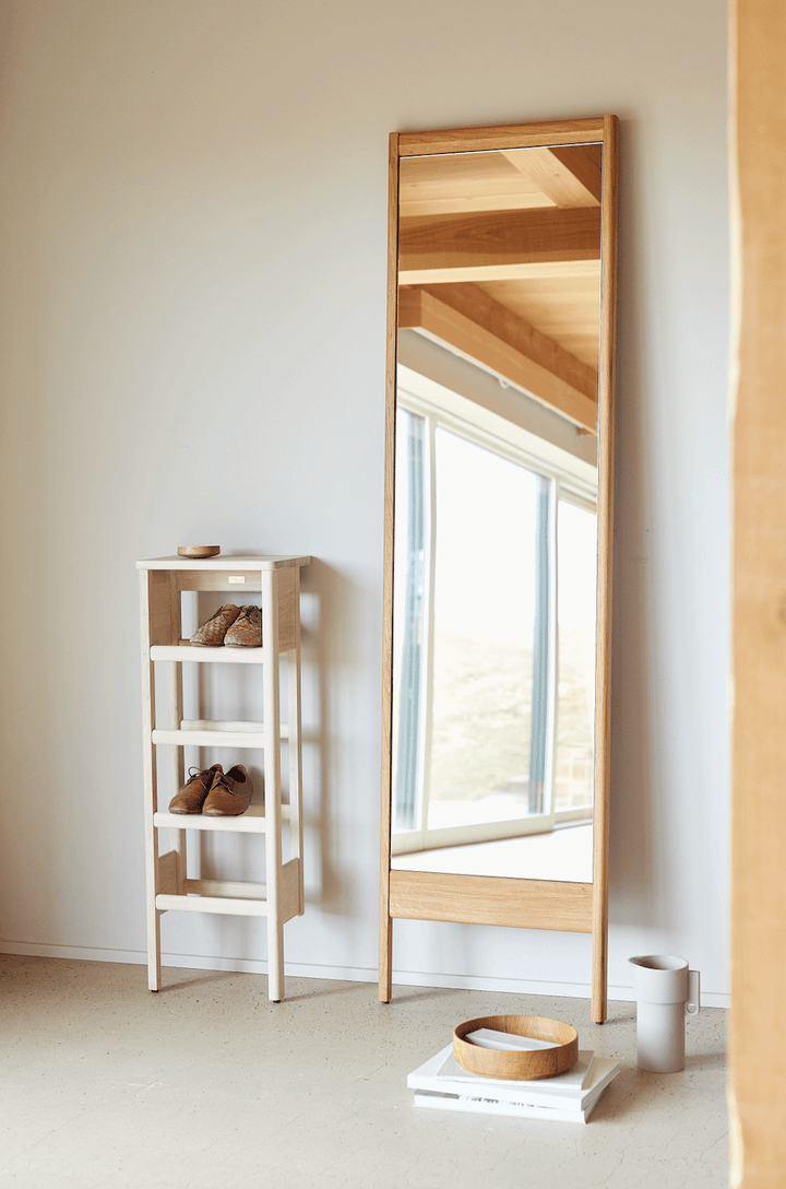 A Line Shoe Rack 35 - Form + Refine - Storage + Organization - White Oiled Oak - HORNE