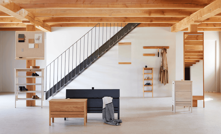 A Line Shoe Rack 35 - Form + Refine - Storage + Organization - White Oiled Oak - HORNE