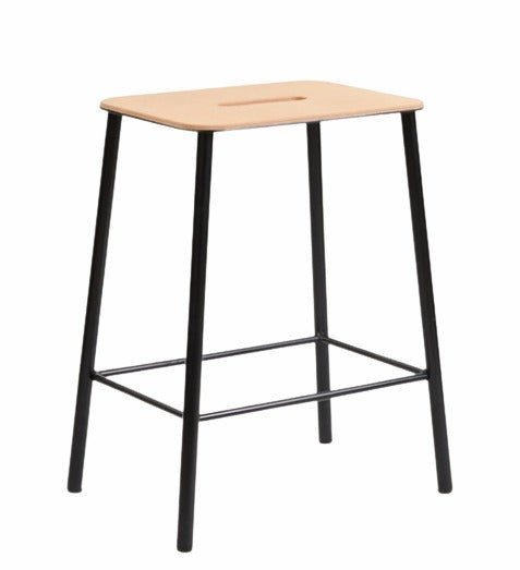 Adam Stool - Frama - Stools + Benches + Ottomans - Short - 19.7" - Natural Leather/Black - HORNE