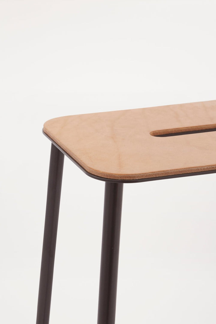 Adam Stool - Frama - Stools + Benches + Ottomans - Tall - 29.9" - Natural Leather/Black - HORNE