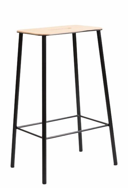 Adam Stool - Frama - Stools + Benches + Ottomans - Medium - 25.6" - Natural Leather/Black - HORNE
