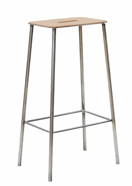 Adam Stool - Frama - Stools + Benches + Ottomans - Tall - 29.9" - Natural Leather/Raw Steel - HORNE