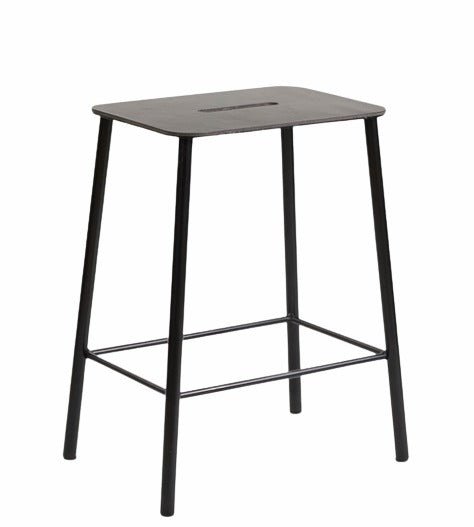 Adam Stool - Frama - Stools + Benches + Ottomans - Short - 19.7" - Anthracite Leather/Black - HORNE