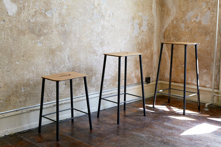 Adam Stool - Frama - Stools + Benches + Ottomans - Tall - 29.9" - Mono Black Steel - HORNE