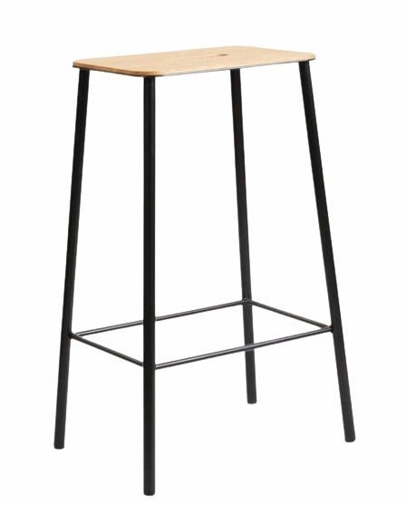 Adam Stool - Frama - Stools + Benches + Ottomans - Medium - 25.6" - Oak/Black - HORNE