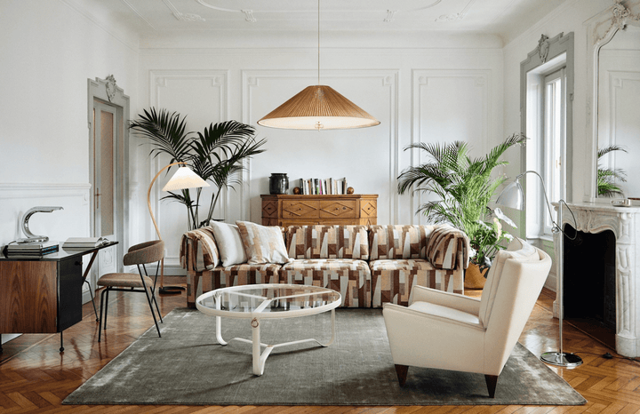 Adnet Coffee Table - 100cm - Gubi - Tables + Desks - Cream Leather - HORNE