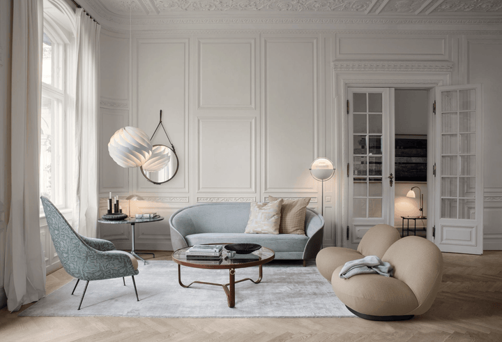 Adnet Coffee Table - 100cm - Gubi - Tables + Desks - Cream Leather - HORNE