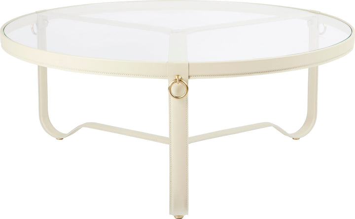 Adnet Coffee Table - 100cm - Gubi - Tables + Desks - Cream Leather - HORNE