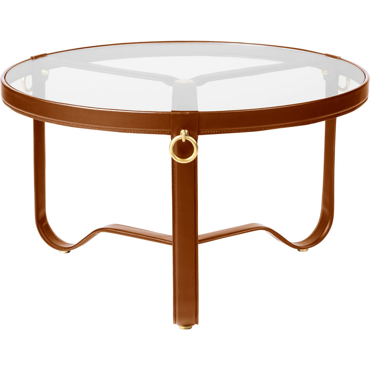 Adnet Coffee Table - 70cm - Gubi - Tables + Desks - Tan Leather - HORNE