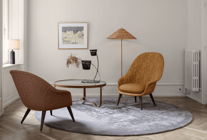 Adnet Coffee Table - 70cm - Gubi - Tables + Desks - Tan Leather - HORNE