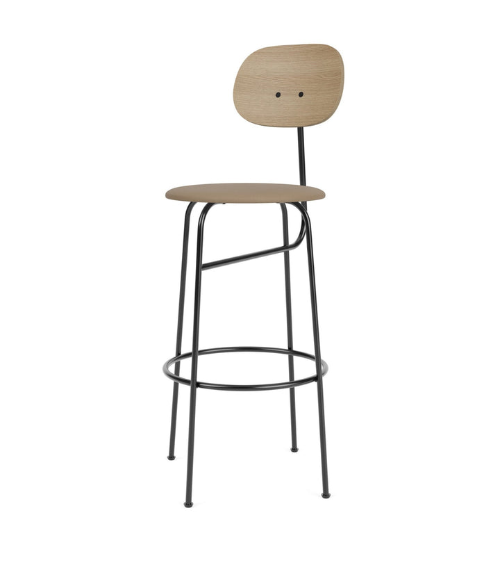 Afteroom Bar Chair Plus - Upholstered Seat - Audo Copenhagen - Chairs - Natural Oak/ Sierra Leather - Stone 1611 - HORNE