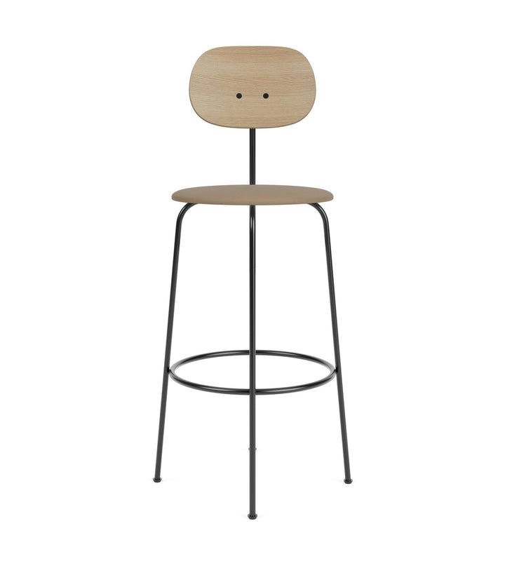Afteroom Bar Chair Plus - Upholstered Seat - Audo Copenhagen - Chairs - Natural Oak/ Sierra Leather - Stone 1611 - HORNE