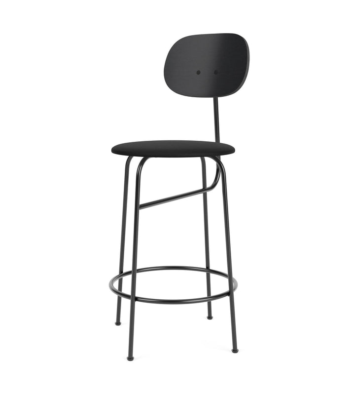 Afteroom Counter Chair Plus - Upholstered Seat - Audo Copenhagen - Stools + Benches + Ottomans - Black Painted Ash/ Sierra Leather - Black 1001 - HORNE