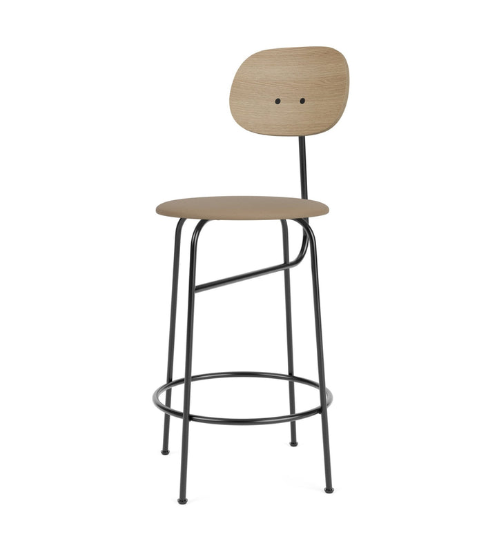 Afteroom Counter Chair Plus - Upholstered Seat - Audo Copenhagen - Stools + Benches + Ottomans - Natural Oak/ Sierra Leather - Stone 1611 - HORNE