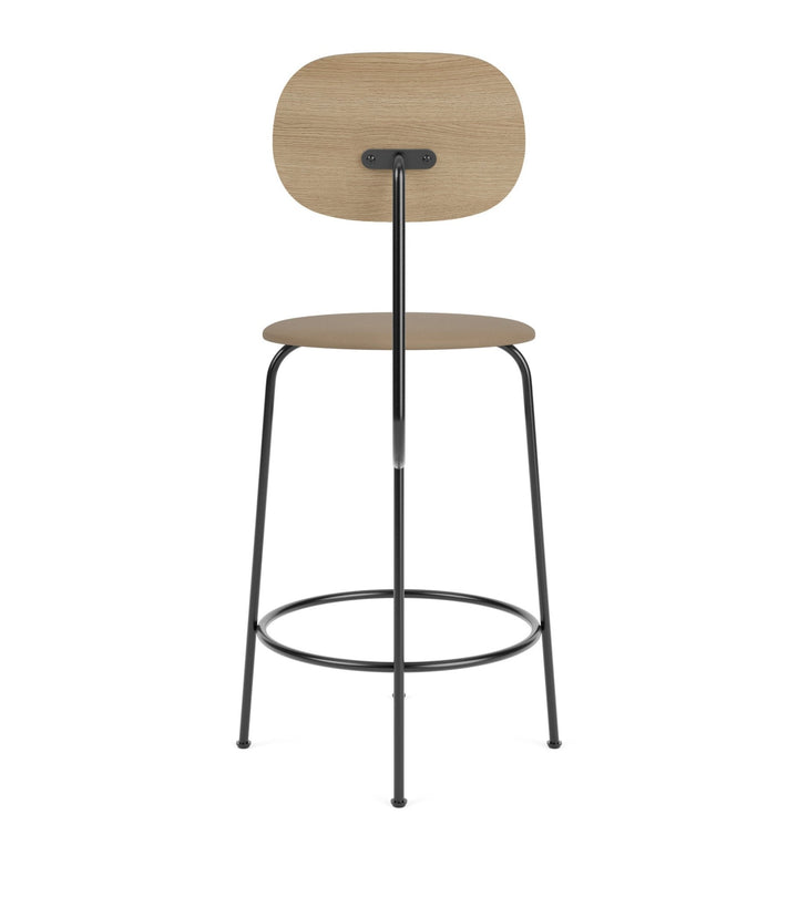 Afteroom Counter Chair Plus - Upholstered Seat - Audo Copenhagen - Stools + Benches + Ottomans - Natural Oak/ Sierra Leather - Stone 1611 - HORNE