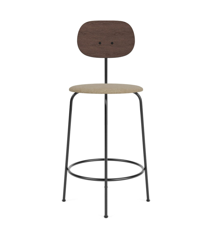 Afteroom Counter Chair Plus - Upholstered Seat - Audo Copenhagen - Stools + Benches + Ottomans - Dark Stained Oak/ Audo Boucle - Beige 02 - HORNE