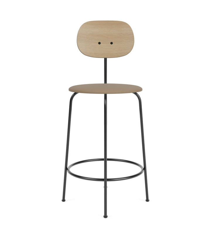 Afteroom Counter Chair Plus - Upholstered Seat - Audo Copenhagen - Stools + Benches + Ottomans - Natural Oak/ Sierra Leather - Stone 1611 - HORNE