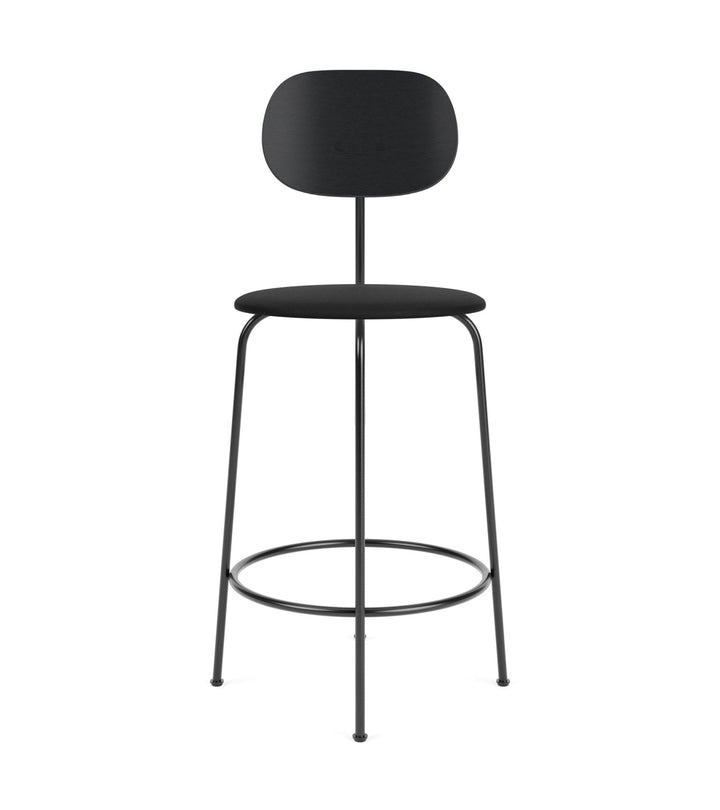 Afteroom Counter Chair Plus - Upholstered Seat - Audo Copenhagen - Stools + Benches + Ottomans - Black Painted Ash/ Sierra Leather - Black 1001 - HORNE