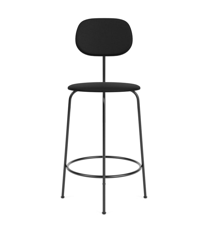 Afteroom Counter Chair Plus - Upholstered Seat & Back - Audo Copenhagen - Stools + Benches + Ottomans - Sierra Leather - Black 1001 - HORNE
