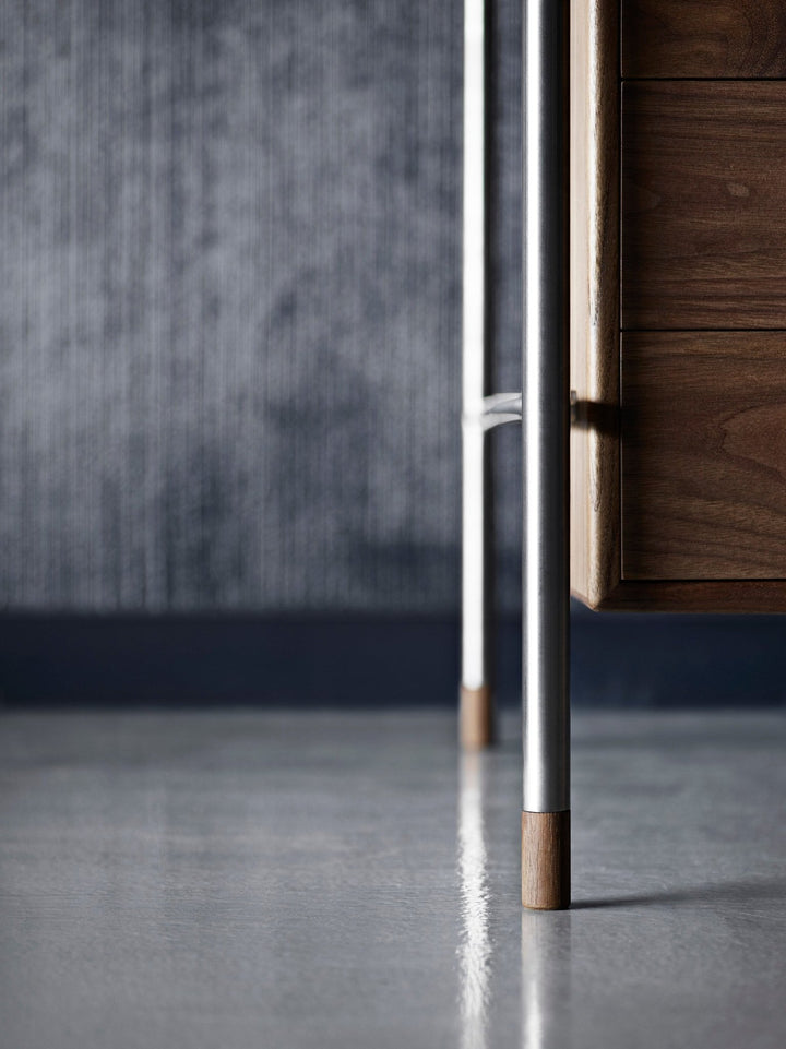 AJ52 Society Table - Carl Hansen & Son - Tables + Desks - 55.1"W x 27.6"D x 28.3"H - Left Side Oak - Lacquer - Brown Leather 2068 - HORNE