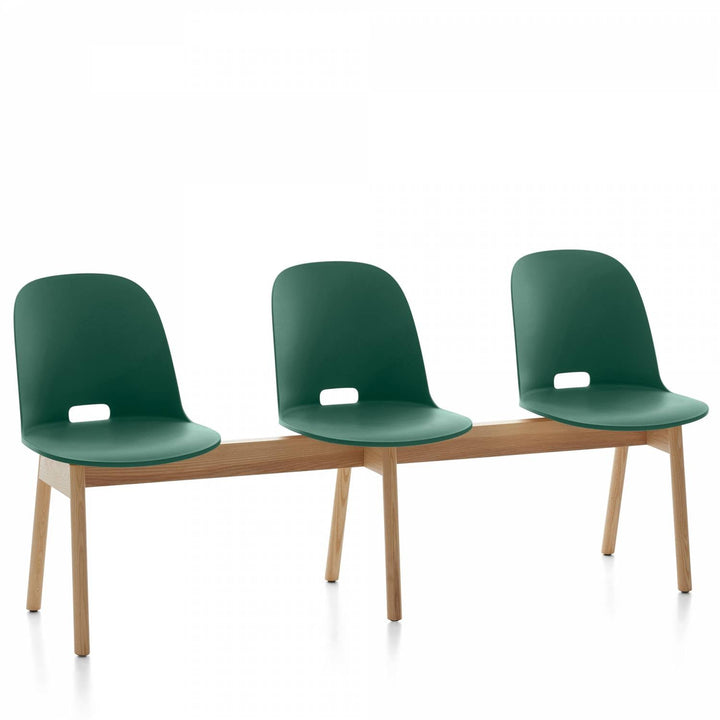 Alfi 3 - Seat High Back Bench - Emeco - Stools + Benches + Ottomans - Green - Ash - HORNE