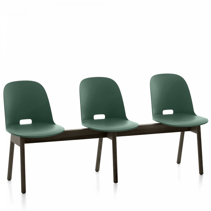 Alfi 3 - Seat High Back Bench - Emeco - Stools + Benches + Ottomans - Green - Dark Ash - HORNE