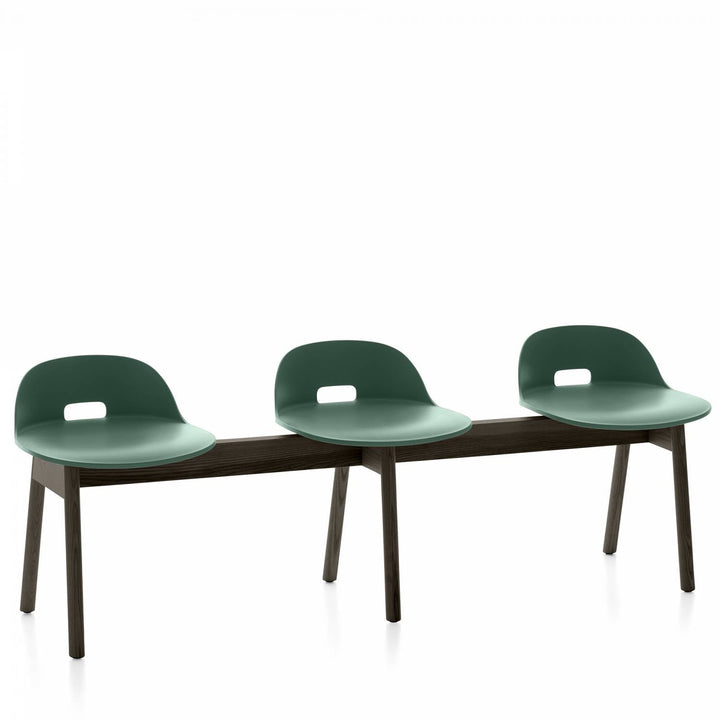 Alfi 3 - Seat Low Back Bench - Emeco - Stools + Benches + Ottomans - Green - Dark Ash - HORNE