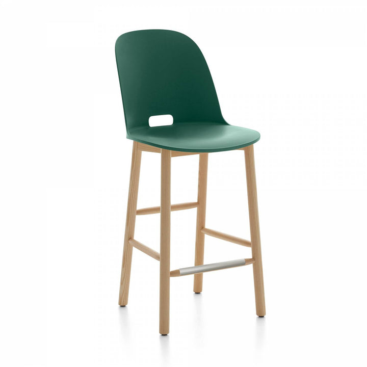 Alfi Counter High Back Stool - Emeco - Stools + Benches + Ottomans - Green - Ash - HORNE