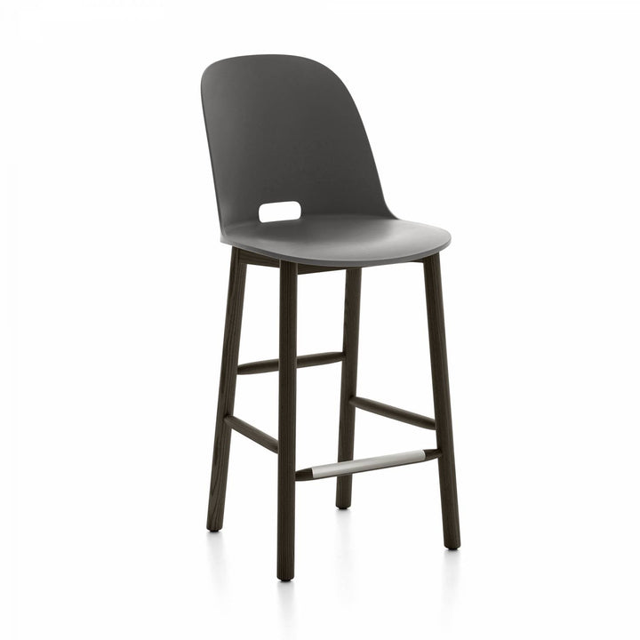 Alfi Counter High Back Stool - Emeco - Stools + Benches + Ottomans - Dark Grey - Dark Ash - HORNE