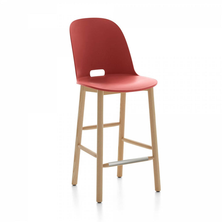 Alfi Counter High Back Stool - Emeco - Stools + Benches + Ottomans - Red - Ash - HORNE