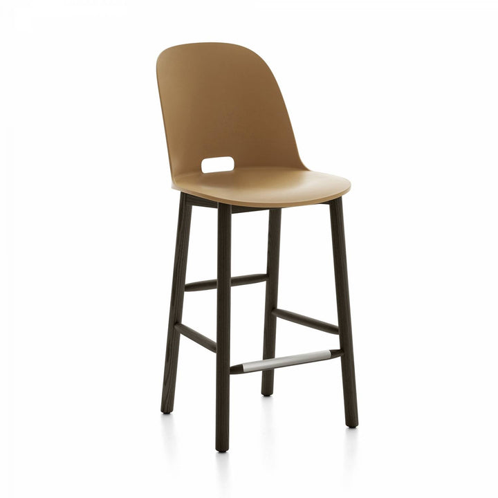 Alfi Counter High Back Stool - Emeco - Stools + Benches + Ottomans - Sand - Dark Ash - HORNE