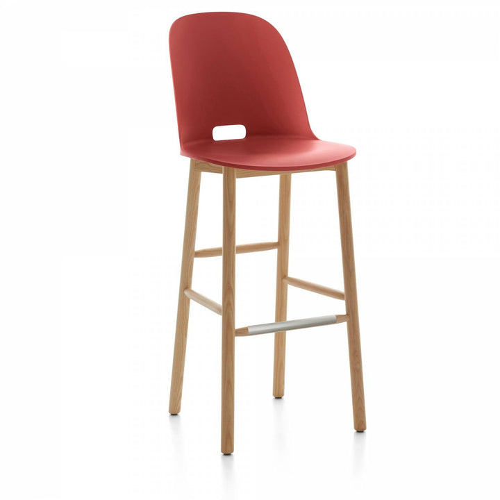 Alfi High Back Barstool - Emeco - Chairs - Red - Ash - HORNE