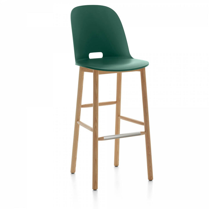 Alfi High Back Barstool - Emeco - Chairs - Green - Ash - HORNE