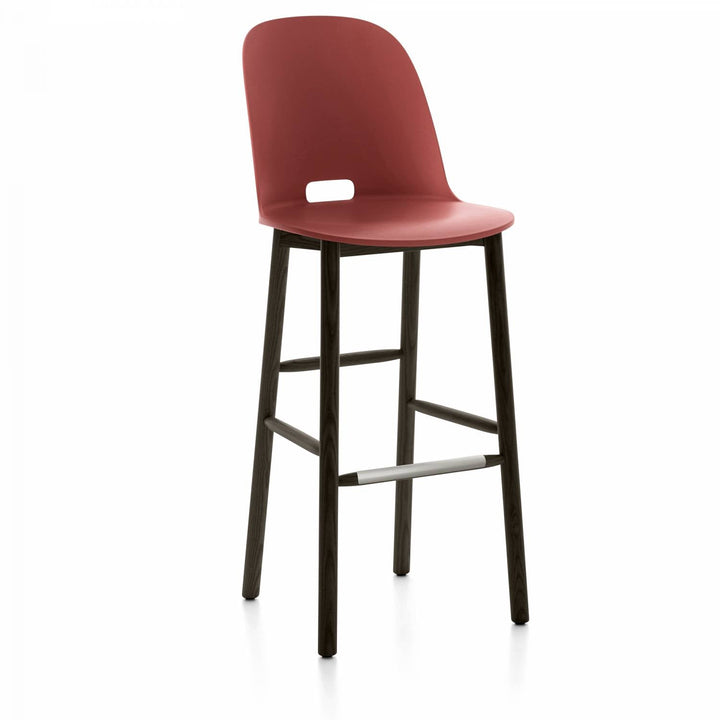 Alfi High Back Barstool - Emeco - Chairs - Red - Dark Ash - HORNE