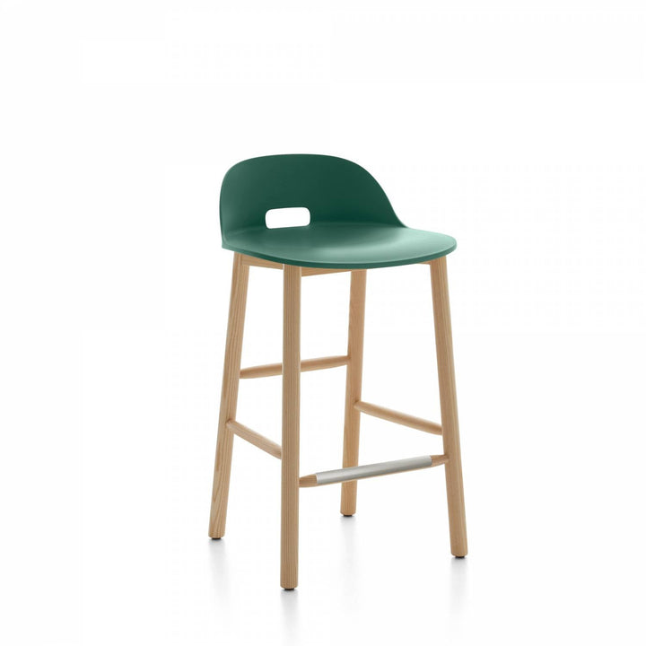 Alfi Low Back Counter Stool - Emeco - Stools + Benches + Ottomans - Green - Ash - HORNE