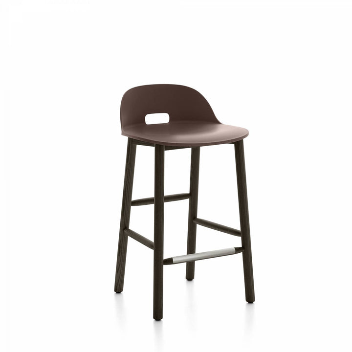 Alfi Low Back Counter Stool - Emeco - Stools + Benches + Ottomans - Dark Brown - Dark Ash - HORNE