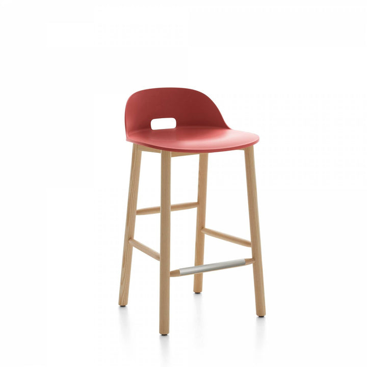 Alfi Low Back Counter Stool - Emeco - Stools + Benches + Ottomans - Red - Ash - HORNE