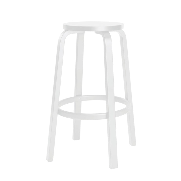 Alvar Aalto Bar Stool 64 - Artek - Stools + Benches + Ottomans - Bar 30" - White Seat & Legs - HORNE