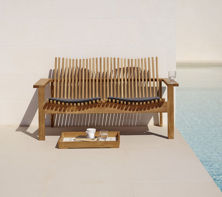 Amaze 2 - Seater Teak Sofa - Cane Line - Outdoor Furniture - Add QuickDry Grey Cushion - HORNE