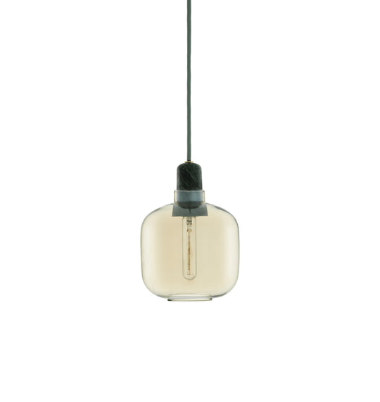 Amp Pendant Light - Small - Normann Copenhagen - Pendants - Gold Glass/Green Marble Socket Housing/Green Cord - No Bulb - HORNE