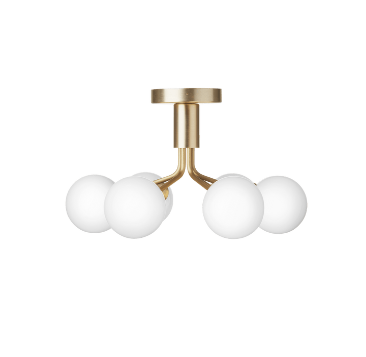 Apiales 6 Ceiling Light - Nuura - Ceiling Lights - Brushed Brass/Opal - HORNE