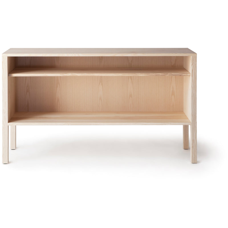A traditional wood low cabinet, available with or without doors. Perfect for a TV stand or bookshelf.